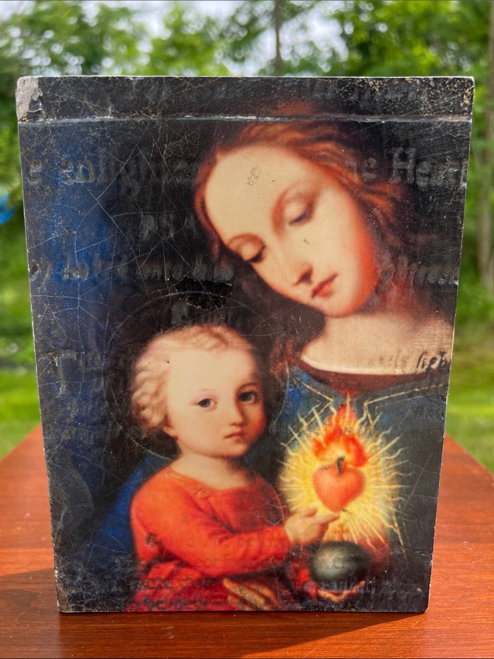 VTG Sid Dickens Memory Block Icon Mother Mary Sacred Heart T-433 Wall Plaque